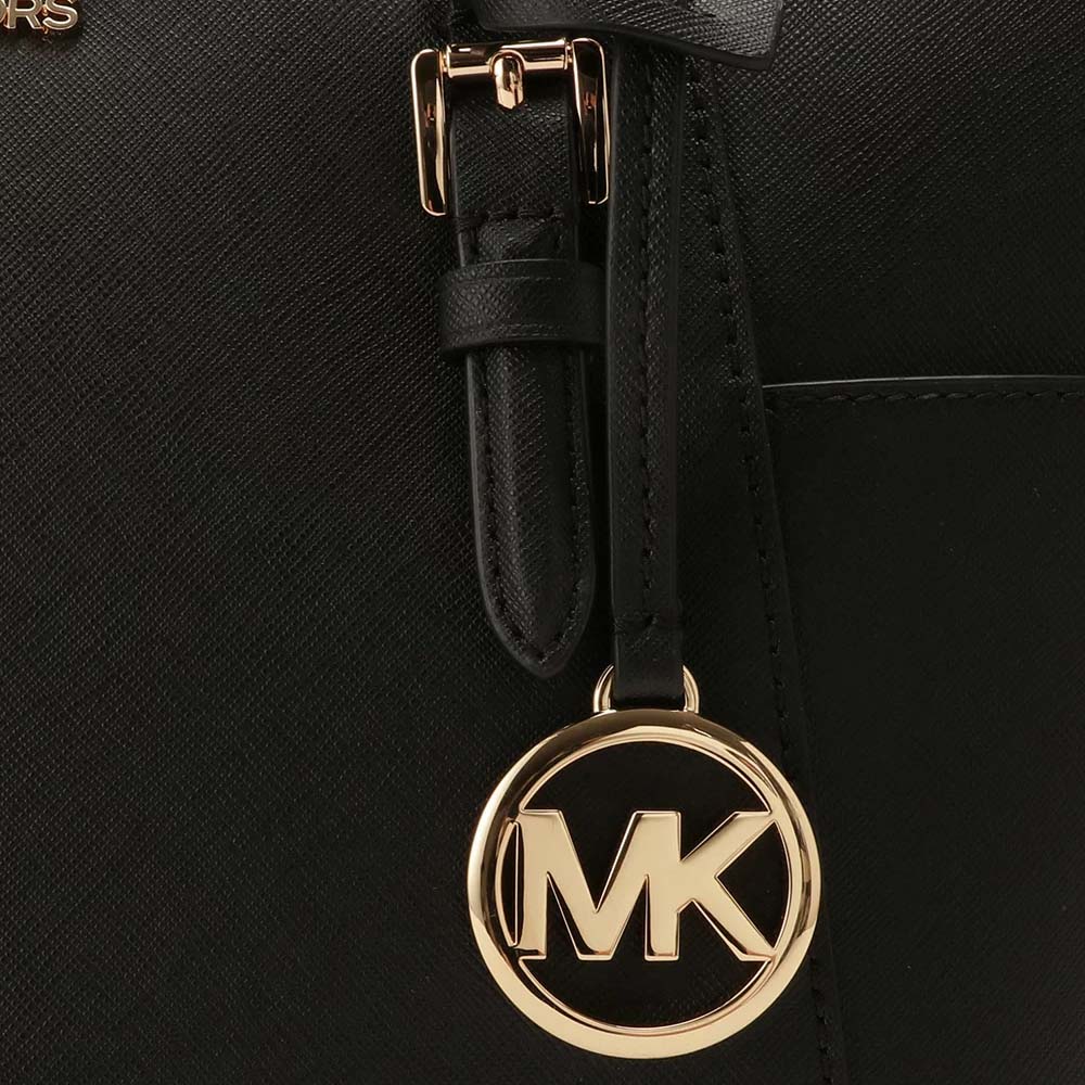 Michael Kors Tote Charlotte Leather Large Top Zip Tote Shoulder Bag Black # 35T0GCFT7L