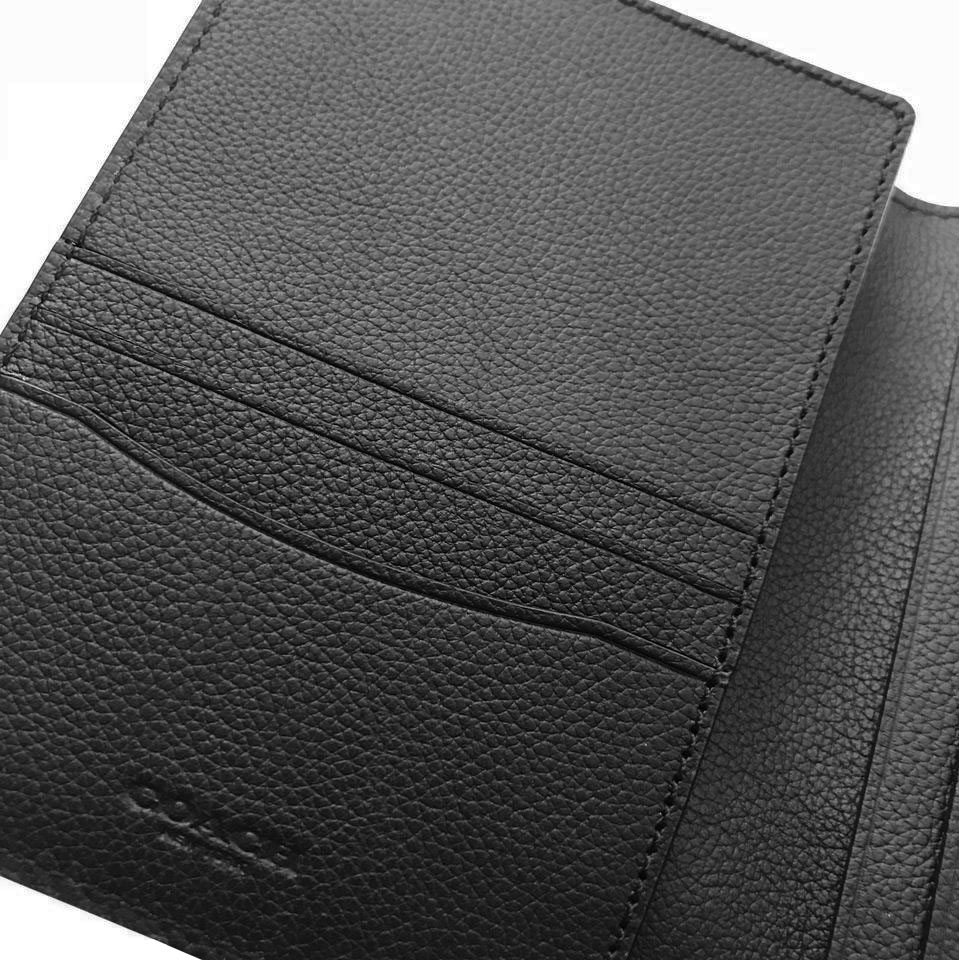 Coach Calf Leather Passport Case Black # 93604