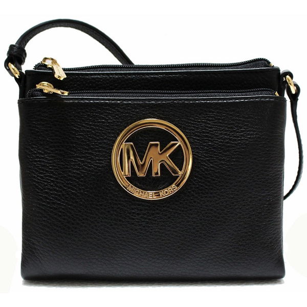 Michael Michael Kors Black Leather Fulton Crossbody Bag