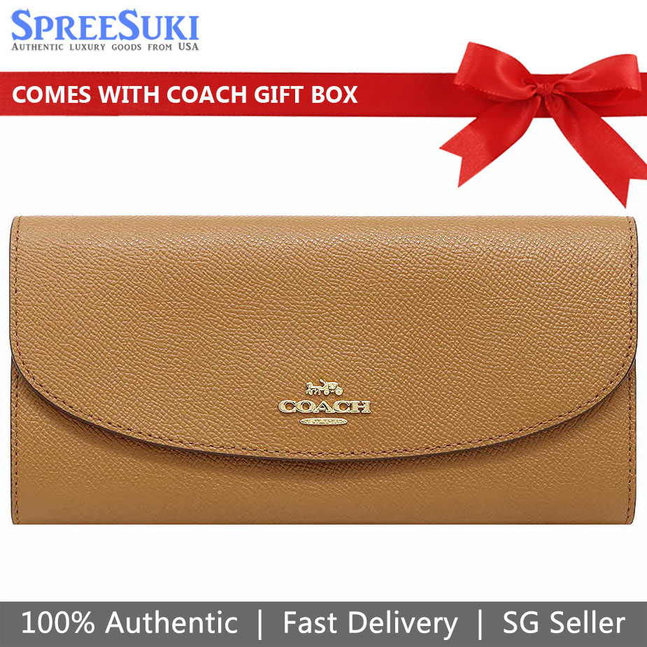 Coach Wallet In Gift Box Light Saddle Brown # F54009