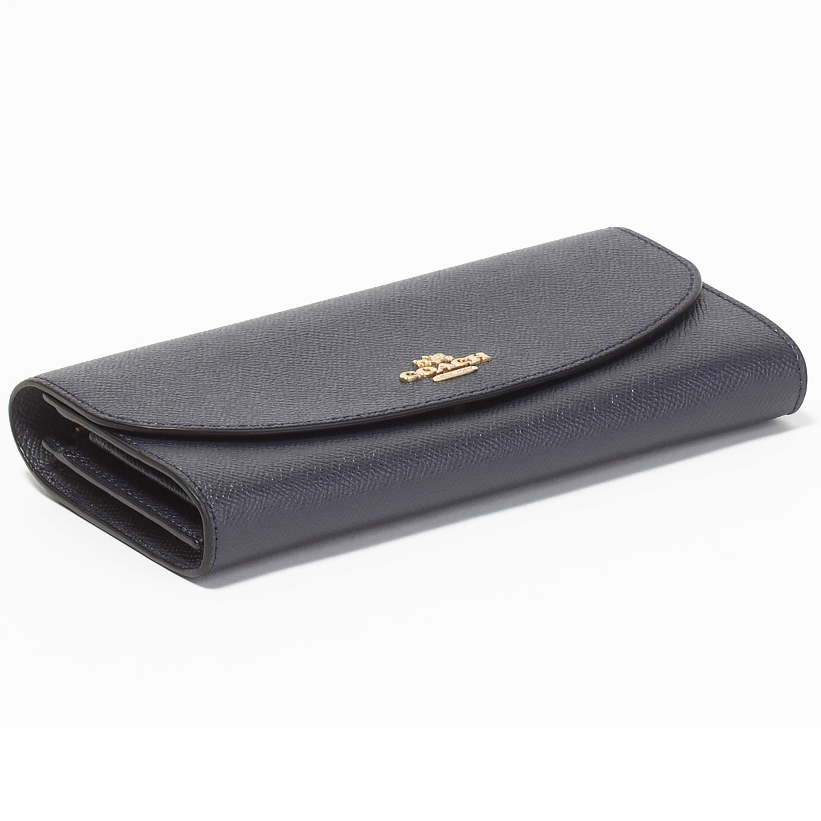 Coach Wallet In Gift Box Slim Envelope Wallet In Crossgrain Leather Midnight Navy Dark Blue # F54009