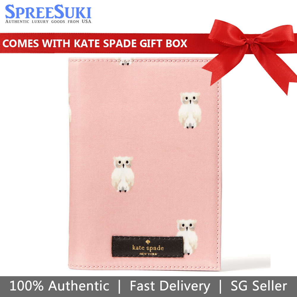 Kate Spade Owl Passport Holder Rosejade Pink # WLRU5083