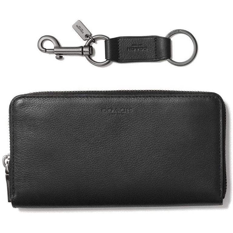 Coach Men Accordion Wallet In Sport Calf Leather Gift Set Black # F58928