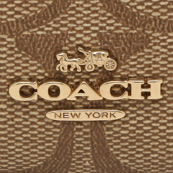 Coach Key Card Case In Gift Box Mini Skinny Id Case In Signature Canvas Khaki Saddle Brown # 88208