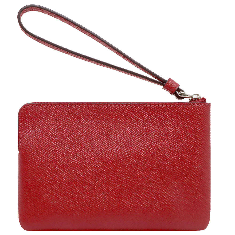 Coach Corner Zip Wristlet Leather Bright Cardinal Red # F58032