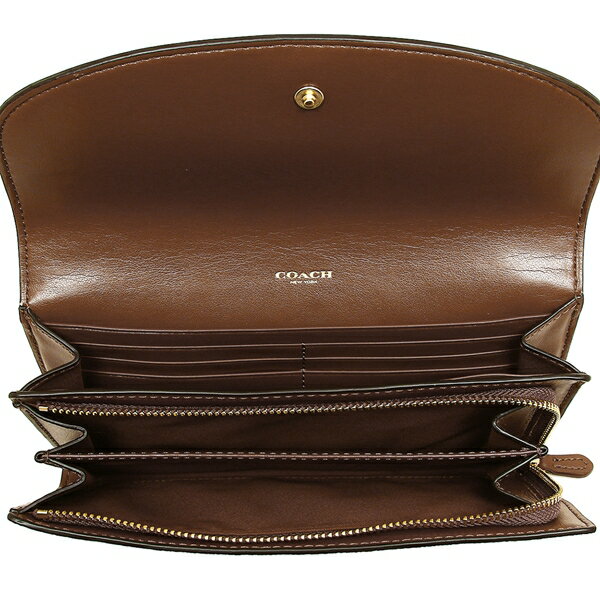 Coach Wallet In Gift Box Slim Envelope Wallet In Signature Long Wallet Khaki / Saddle Brown # F54022