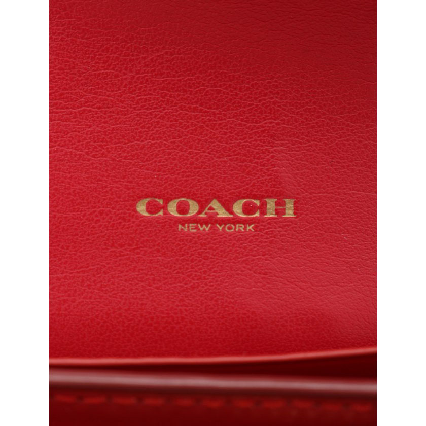 Coach Slim Envelope Wallet In Signature Brown / True Red # F54022