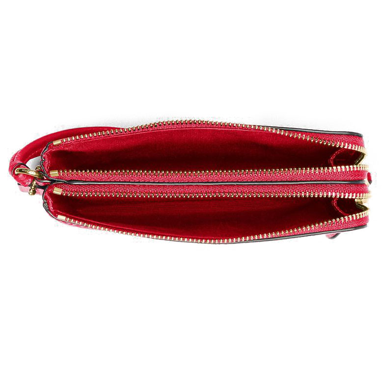 Coach Double Corner Wristlet Leather Bright Red # F87590