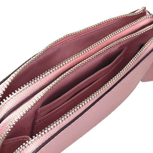 Coach Double Corner Zip Wristlet Blush Pink / Silver # F87590