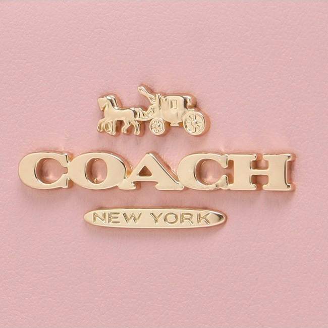 Coach Accordion Zip Wallet In Signature Canvas Khaki Blossom Pink # 54630