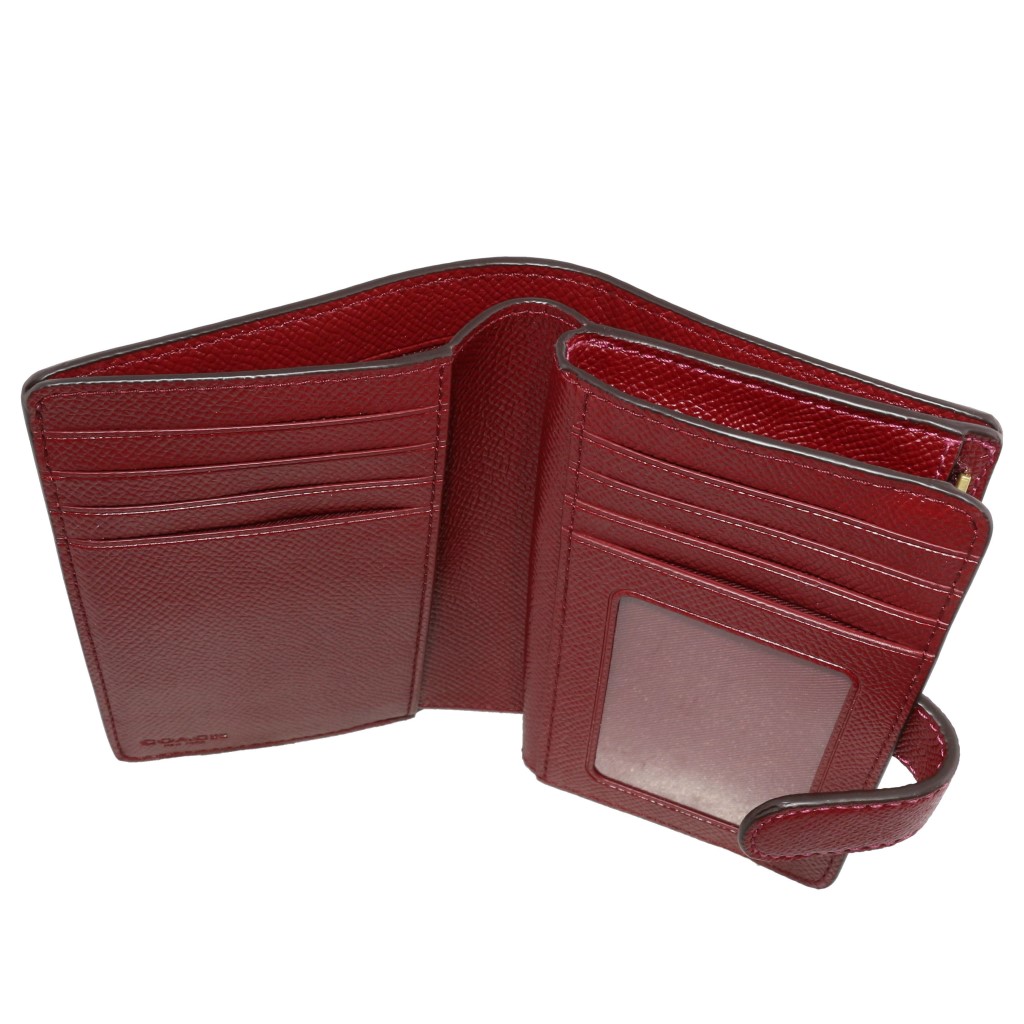 Coach Medium Corner Zip Wallet Cherry Dark Red # F11484