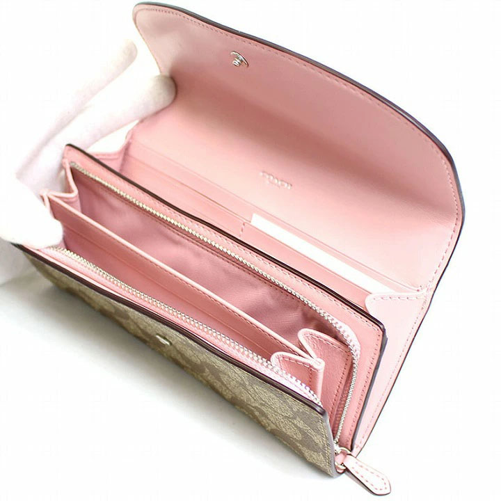 Coach Slim Envelope Wallet Khaki Blush Pink # F54022