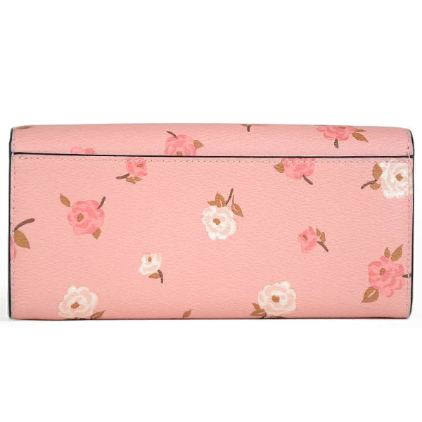 Coach Slim Envelope Wallet With Tossed Peony Print Petal Pink # F67529