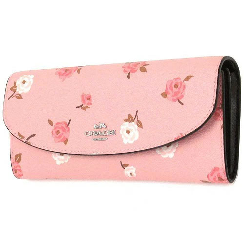 Coach Slim Envelope Wallet With Tossed Peony Print Petal Pink # F67529