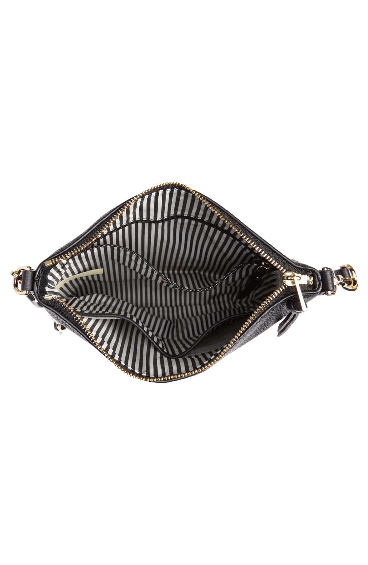 Kate Spade Jackson Street Leather Melisse Crossbody Bag Almondine Beige Black # PXRU8050