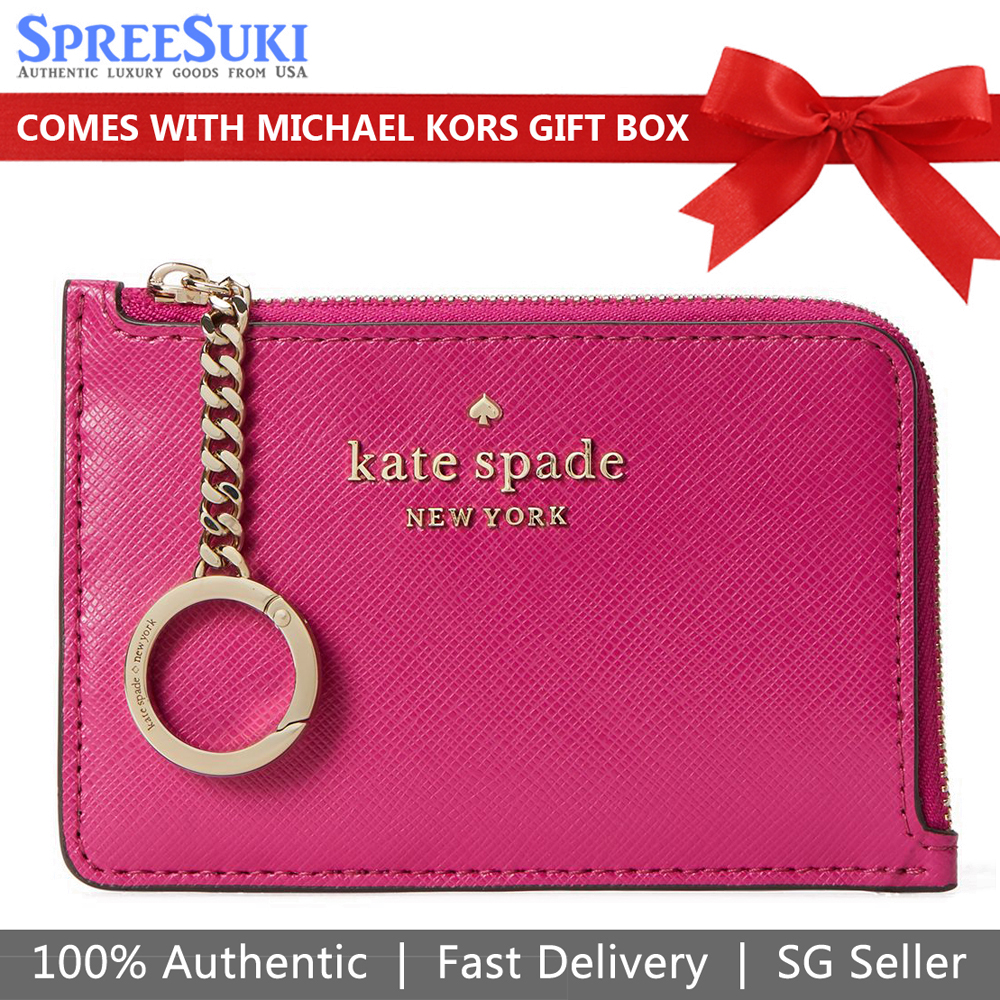 Kate Spade Staci Colorblock Medium L-Zip Card Holder Pink # WLR00126
