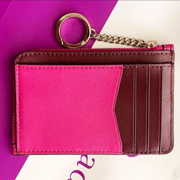 Kate Spade Staci Colorblock Medium L-Zip Card Holder Pink # WLR00126