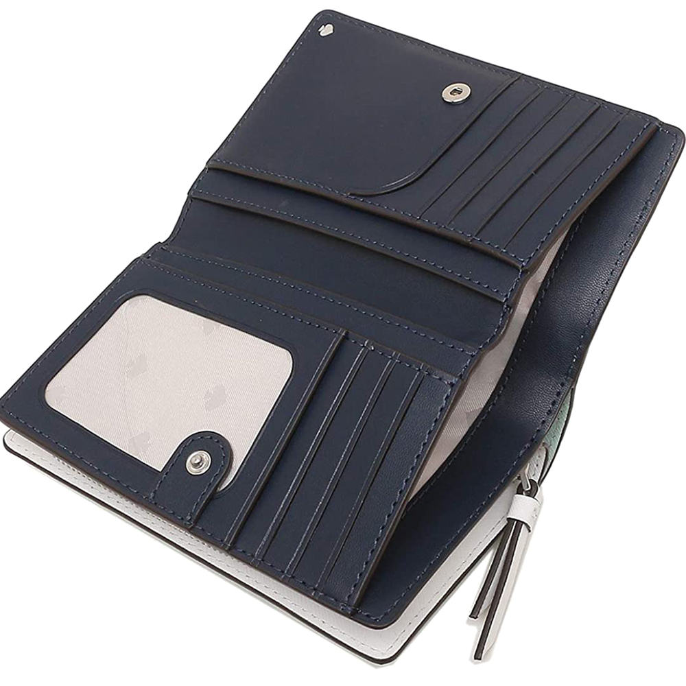 Kate Spade Medium Wallet Medium Bifold Wallet Sprngmdwml Light Blue White # WLRU6019
