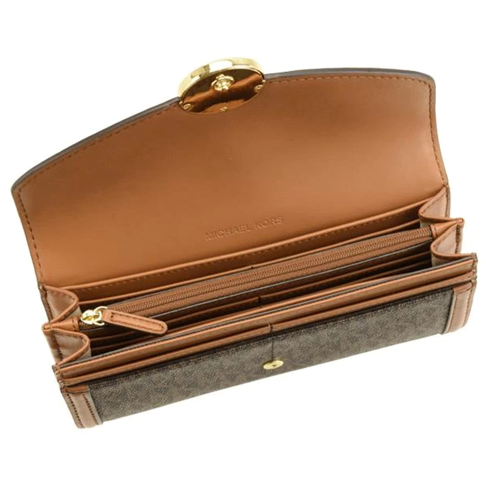 Michael Kors Long Wallet Large Flap Continental Wallet Brown # 35F9GFTE3B