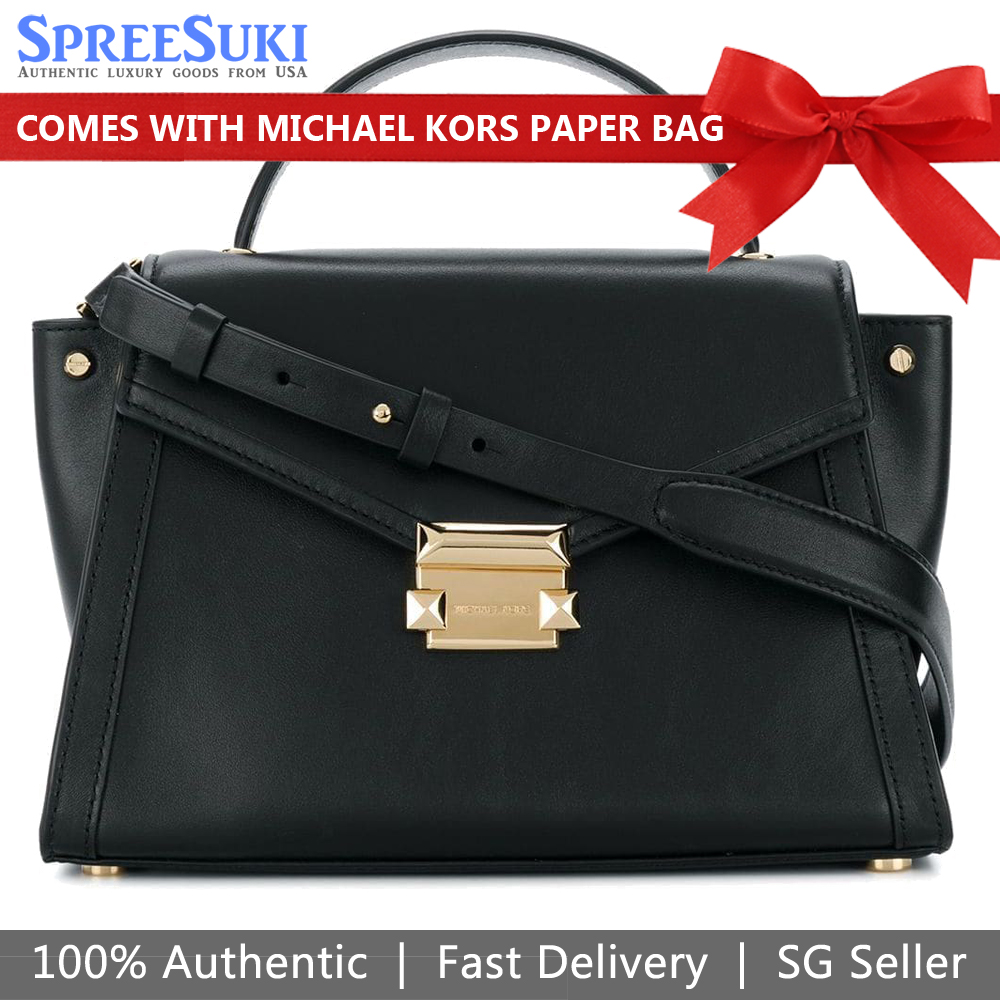 Michael Kors Whitney Large Top Handle Zip Leather Satchel Black # 30T9GWHS9L