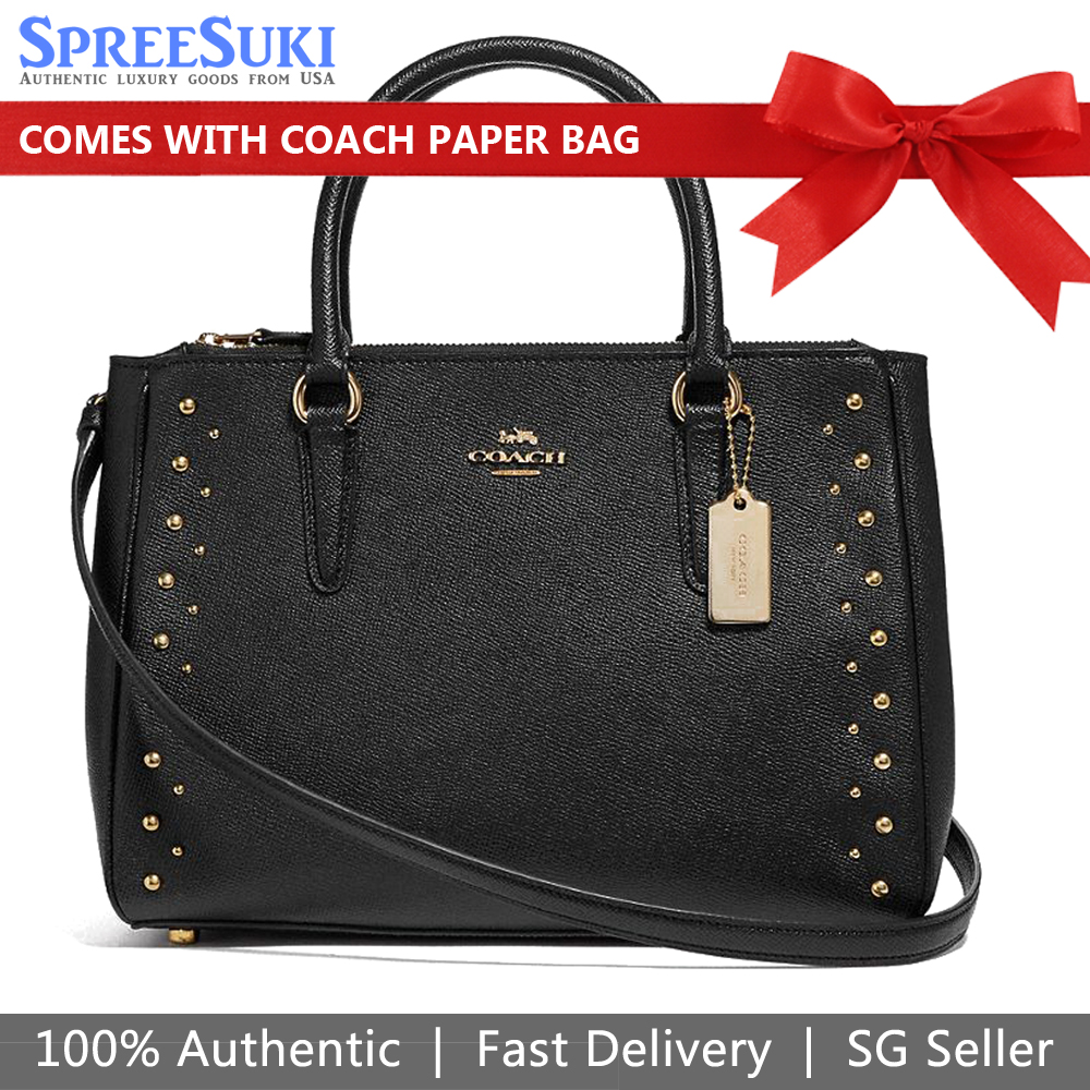 Coach Surrey Carryall With Studs Black / Gold # F55600