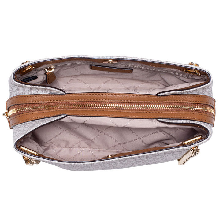 MICHAEL KORS Jet Set Medium Chain Messenger in Brown Acorn, Luxury, Bags &  Wallets on Carousell