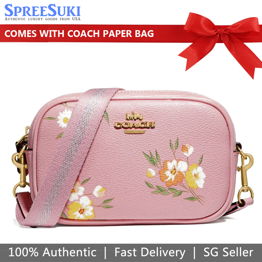 Coach Convertible Belt Bag With Tossed Daisy Print Carnation / Gold # F73152