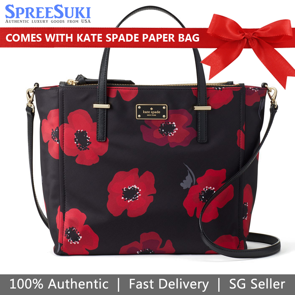 Kate Spade Crossbody Bag Wilson Road Poppy Alyse Black Red # WKRU5369