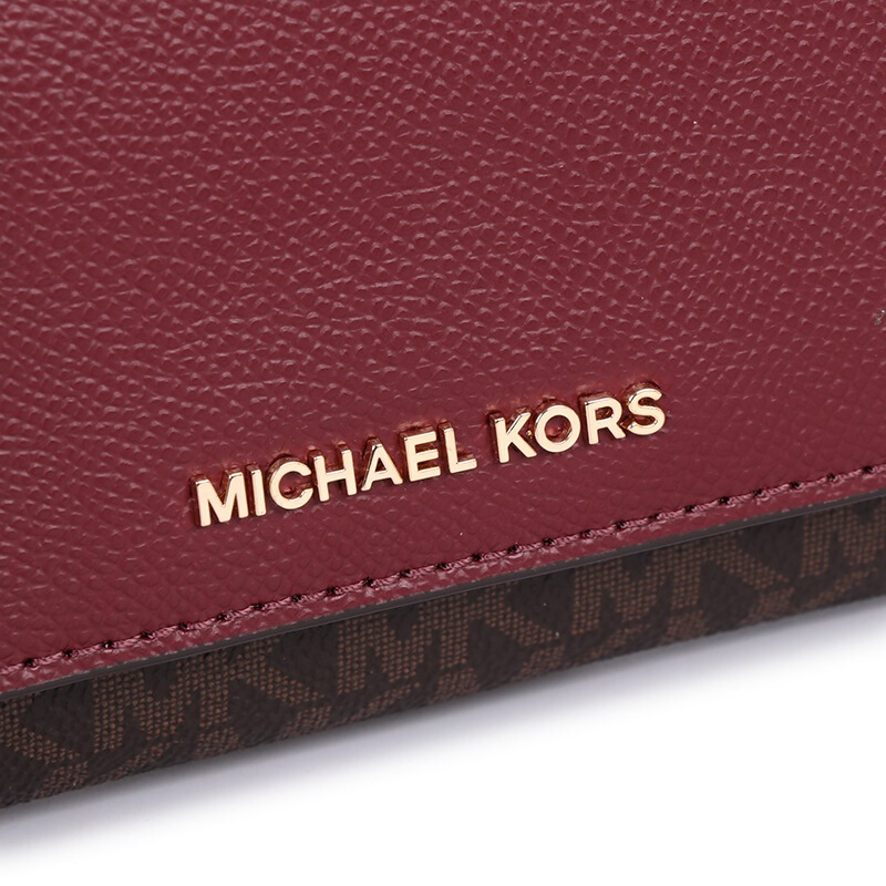 Michael Kors Crossbody Bag Large Multifuntional Chain Wallet Oxblood Dark Red / Brown # 32H8GF5C9T