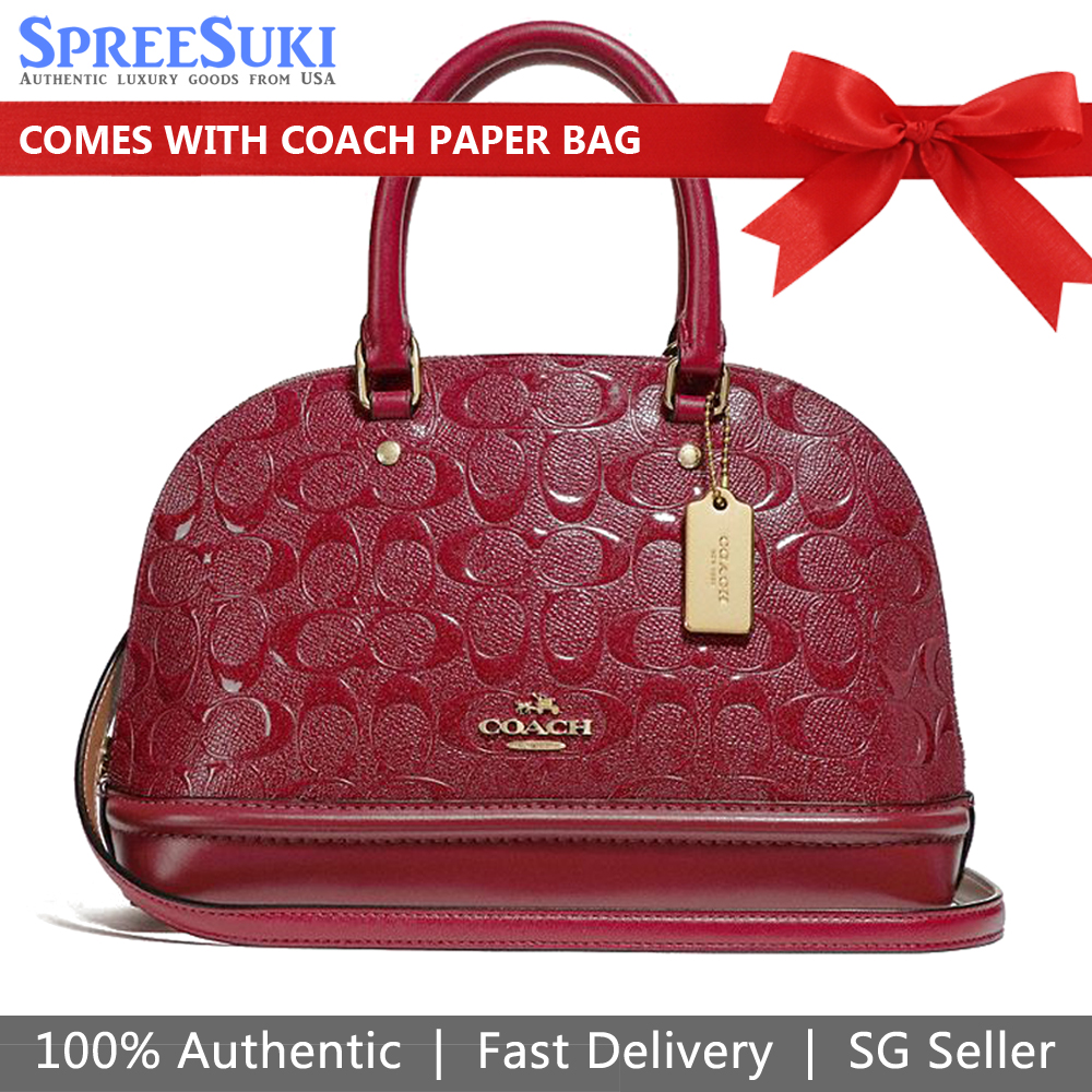 Coach Crossbody Bag Mini Sierra Satchel In Signature Leather Cherry Red # F27597