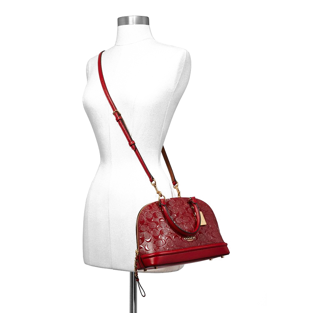 Coach Crossbody Bag Mini Sierra Satchel In Signature Leather Cherry Red # F27597