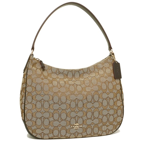 Coach Shoulder Bag In Gift Box Zip Shoulder Bag In Signature Jacquard Khaki / Brown # F29959