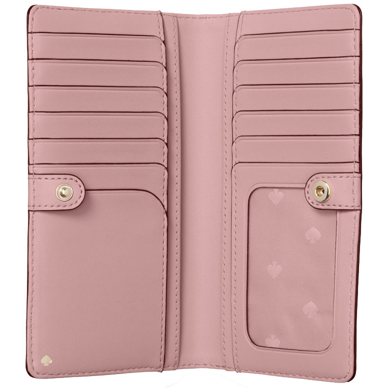 Kate Spade Cameron Large Slim Bifold Wallet Medium Wallet Dusty Peony Pink # WLRU5444