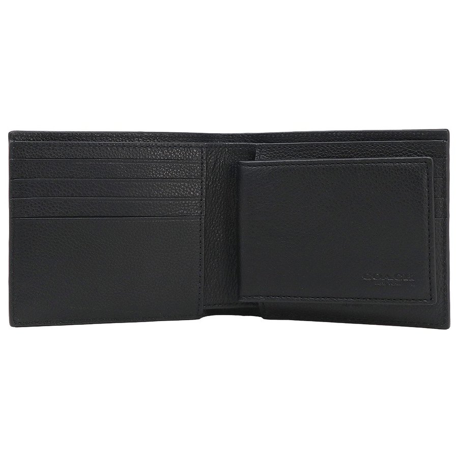 Coach Men 3-In-1 Wallet With Varsity Stripe Black Denim Midnight Navy # F24649