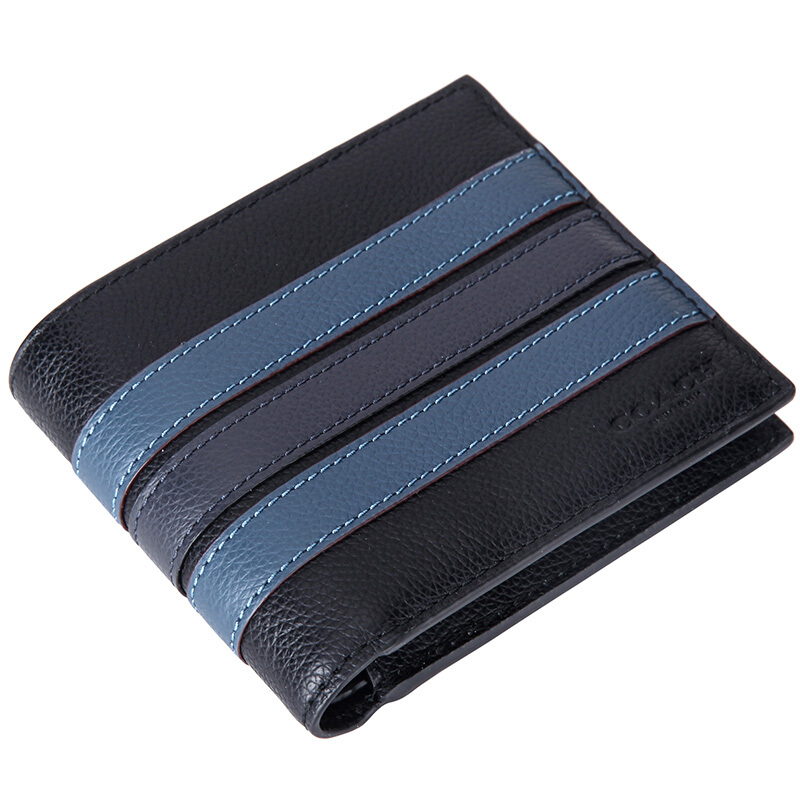 Coach Men 3-In-1 Wallet With Varsity Stripe Black Denim Midnight Navy # F24649