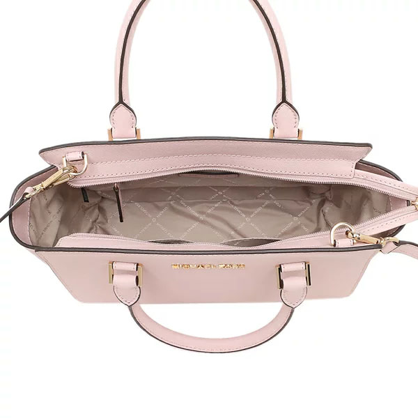 Michael Kors Crossbody Bag Selma Medium Top Zip Saffiano Leather Satchel Blossom # 35H8GLMS2L