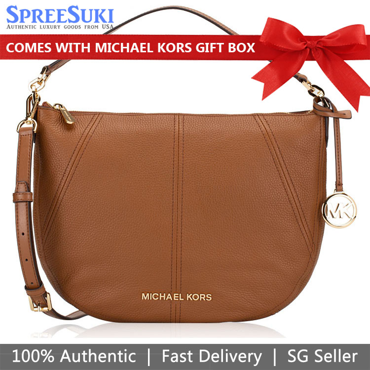 Michael Kors Bedford Medium Crescent Shoulder Bag Crossbody Bag Luggage Brown # 35T9GBFL6L