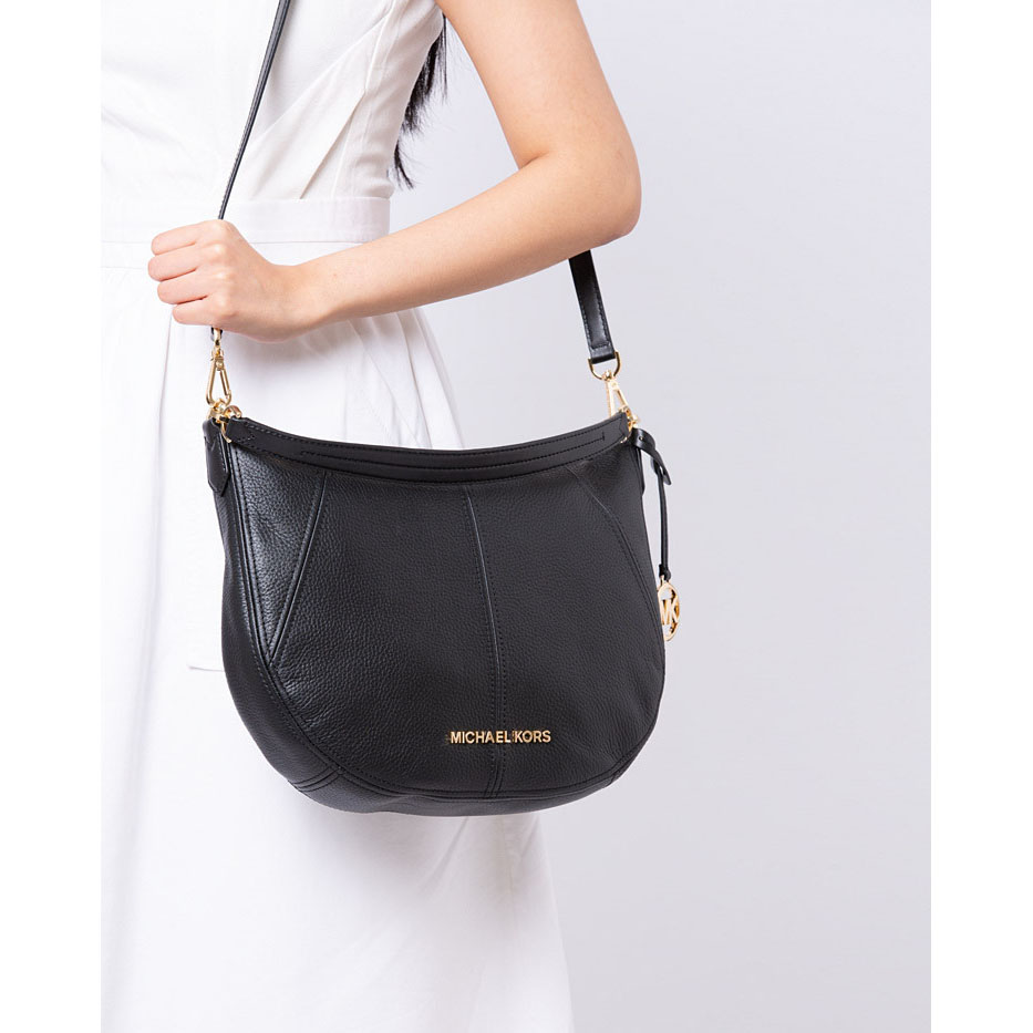 Michael Kors Crossbody Shoulder Bag With Gift Bag Bedford Medium Crescent Shoulder Bag Crossbody Bag Black # 35T9GBFL6L