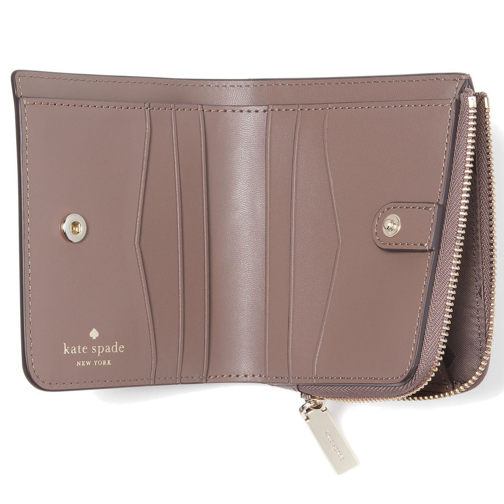 Kate Spade Small L-Zip Bifold Wallet Dusk City Scape Brown # WLR00143