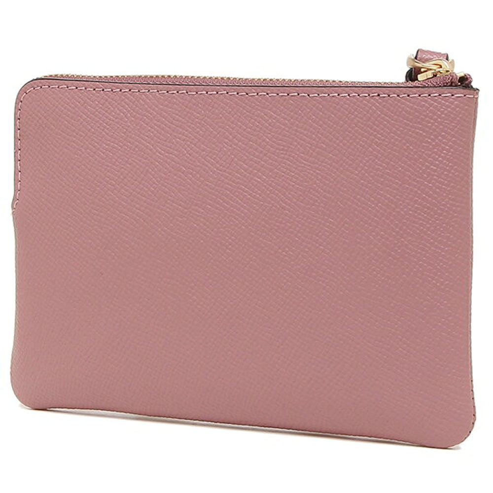 Coach Small Wristlet Crossgrain Leather Corner Zip Rose Pink # 58032