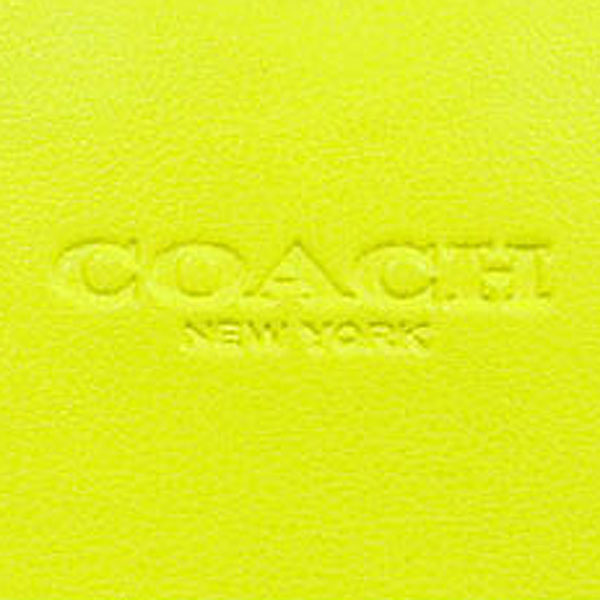 Coach Small Wallet In Signature Canvas Brown / Neon Yellow / Silver # F39192