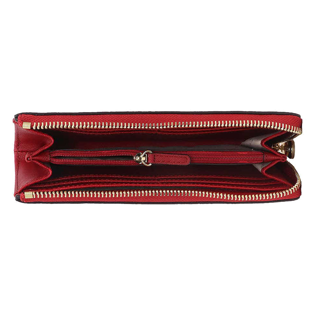 Michael Kors Long Wallet Jet Set Travel Large Three Quarter Zip Leather Scarlet Red # 35H8GTVZ3L