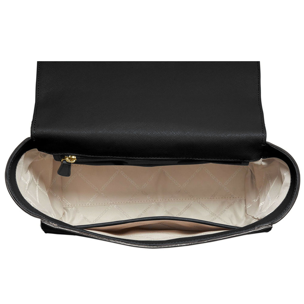 Michael Kors Crossbody Bag Brandi Medium Top Handle Leather Satchel Black # 38H8GI3S2L