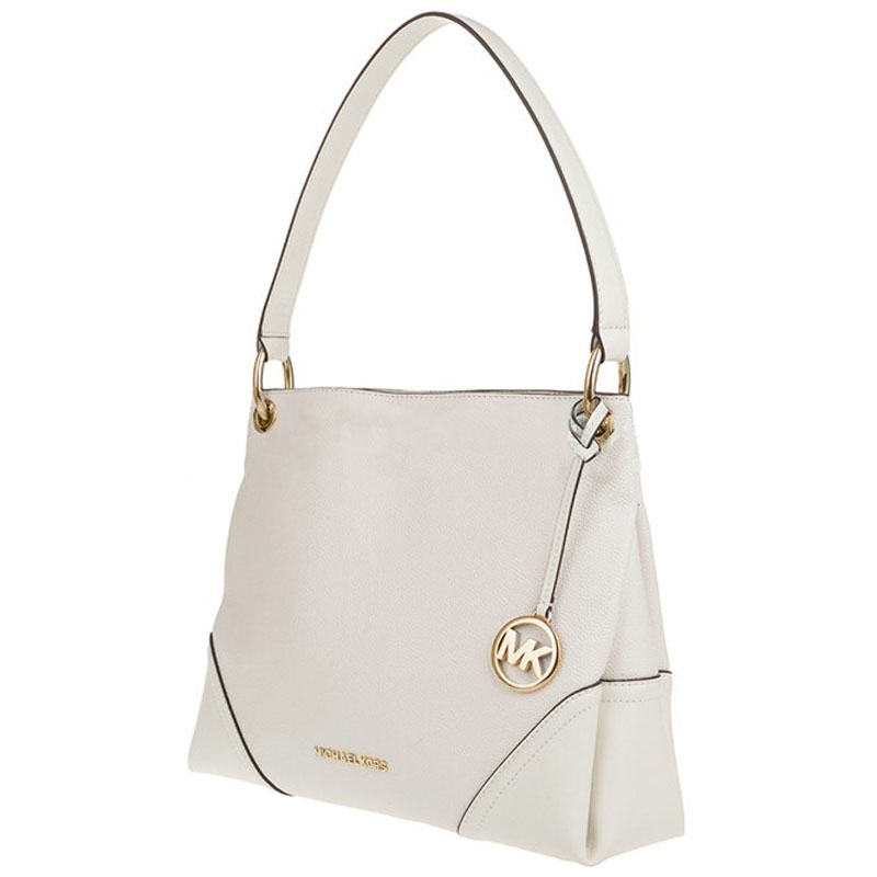 Michael Kors Nicole Medium Leather Shoulder Bag Vanilla Off White # 35T9GNIL2L