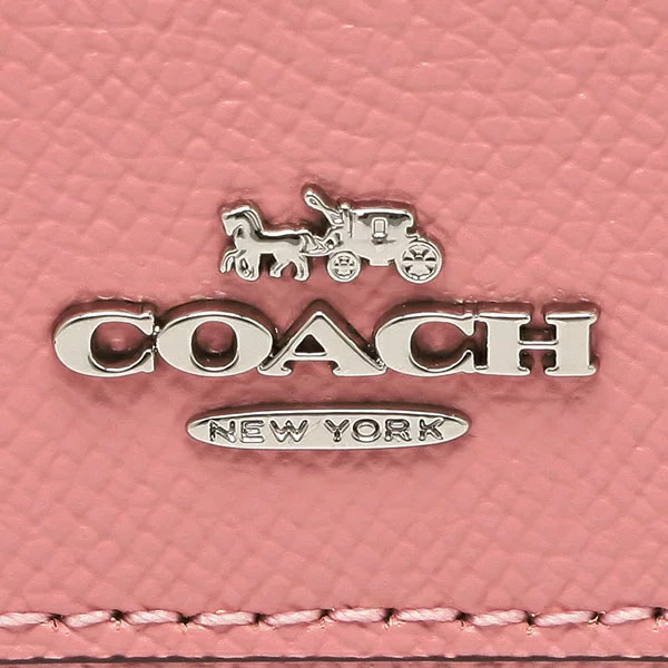 Coach Wallet In Gift Box Crossgrain Leather Accordion Zip Wallet Petal Pink # F54007