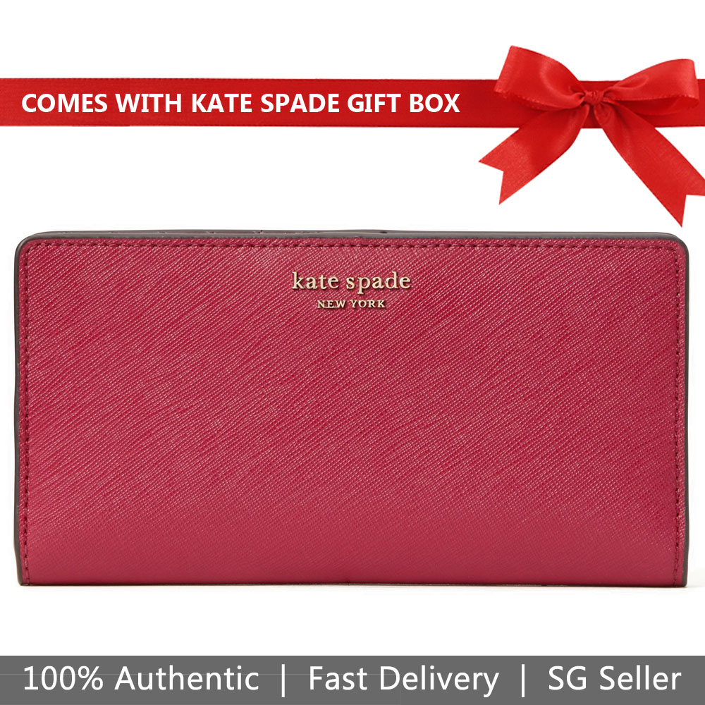 Kate Spade Cameron Large Slim Bifold Wallet Rosso Red # WLRU5444
