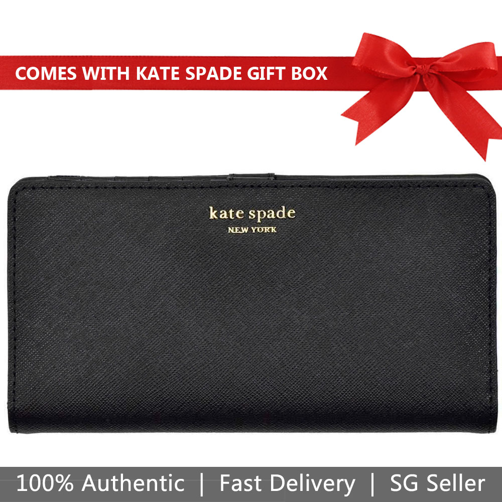 Kate Spade Cameron Large Slim Bifold Wallet Medium Wallet Black # WLRU5444
