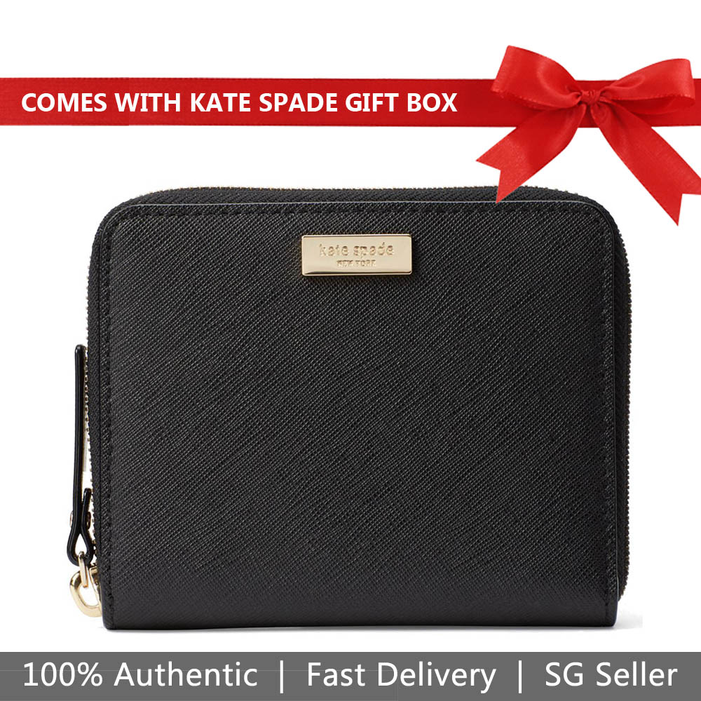 Kate Spade Small Wallet Laurel Way Darci Zip Around Wallet Black # WLRU2909