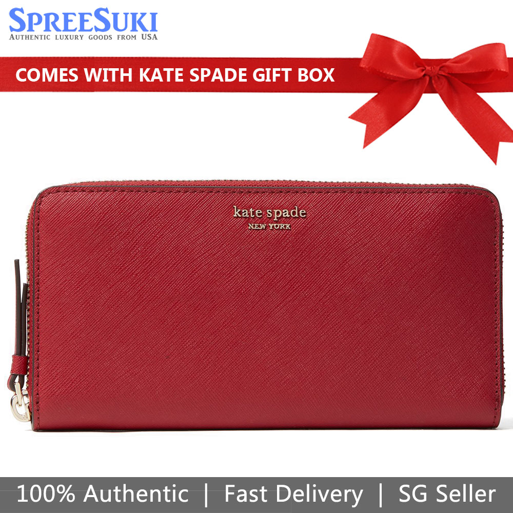 Kate Spade Cameron Large Continental Zip Around Wallet Long Wallet Rosso Red # WLRU5448