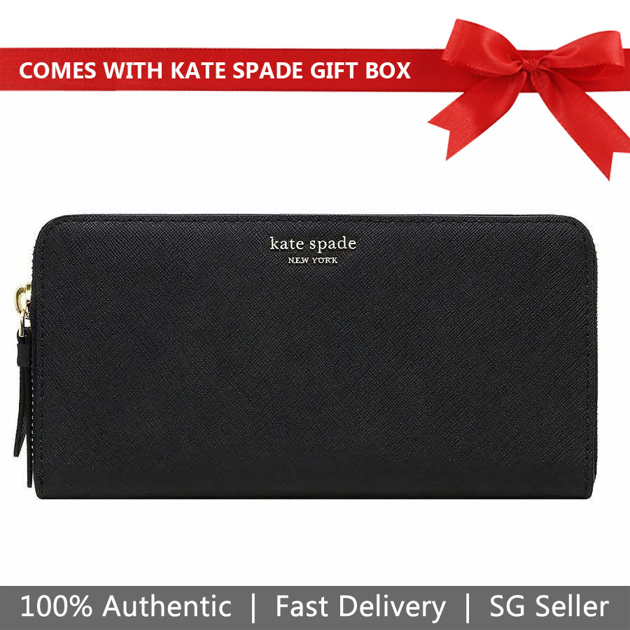 Kate Spade Cameron Large Continental Zip Around Wallet Long Wallet Black # WLRU5448